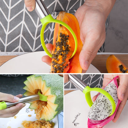 Tovik | 4-i-1 Frugt- og Melonudskærer i Rustfrit Stål