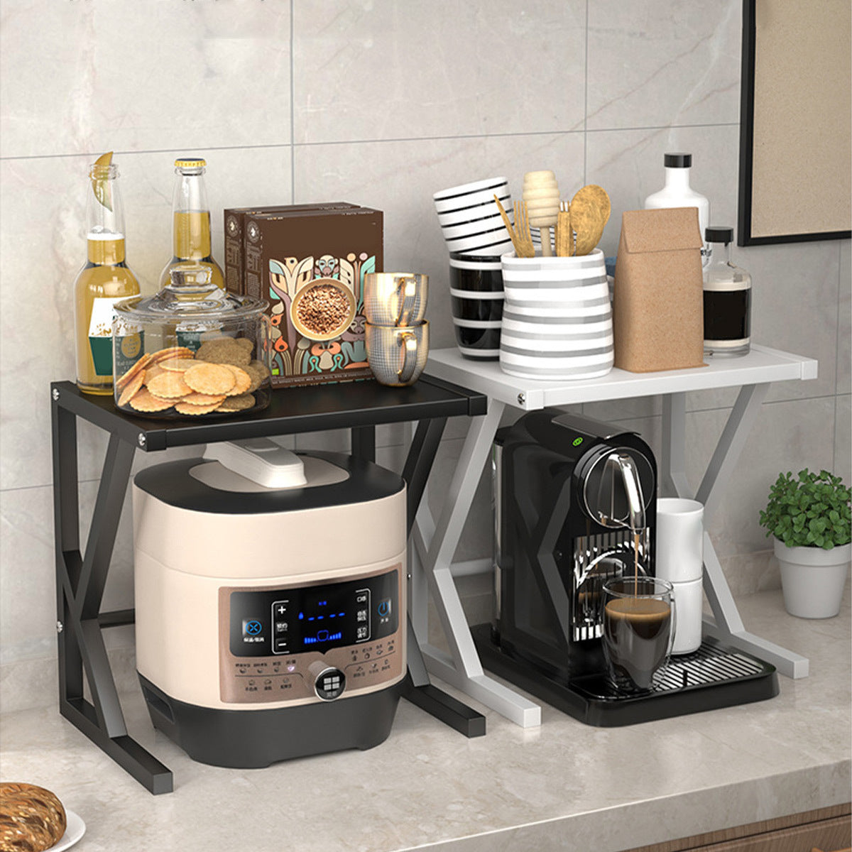 Tovik | Dobbeltlags Mikroovnsholder | Pladsbesparende Køkkenreol