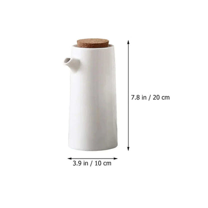 Tovik | Keramisk Olie- og Eddikesæt med Bambusdetaljer | Stilfuld Køkkenopbevaring