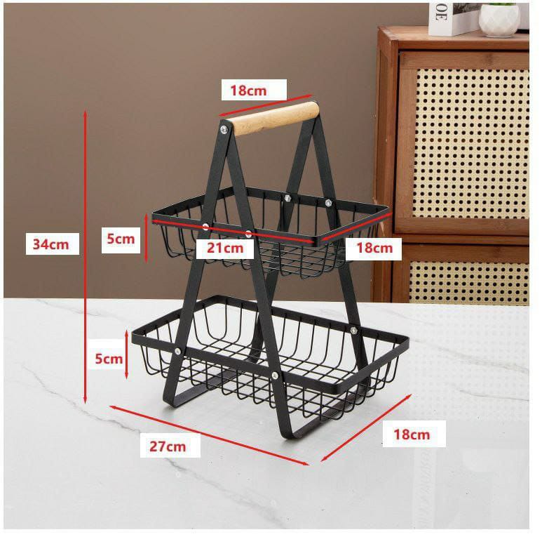 Tovik | Frugtskål med 2 Niveauer | Aftagelig og Pladsbesparende Opbevaring