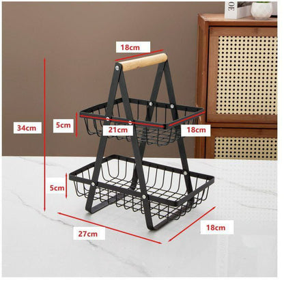 Tovik | Frugtskål med 2 Niveauer | Aftagelig og Pladsbesparende Opbevaring
