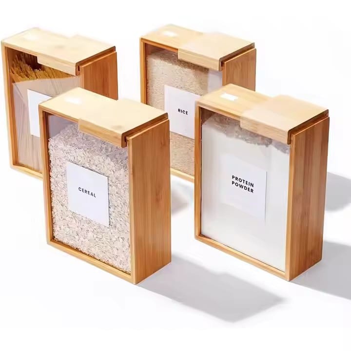 Tovik | Opbevaringsbeholder til Mad og Korn | Træ og Akryl Design